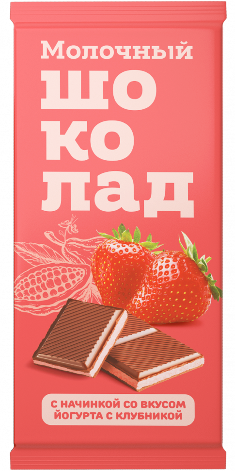  Меренга Шоколад молочный с начинкой Йогурт-Клубника,(блок 24шт по 80г)   в Мурманске