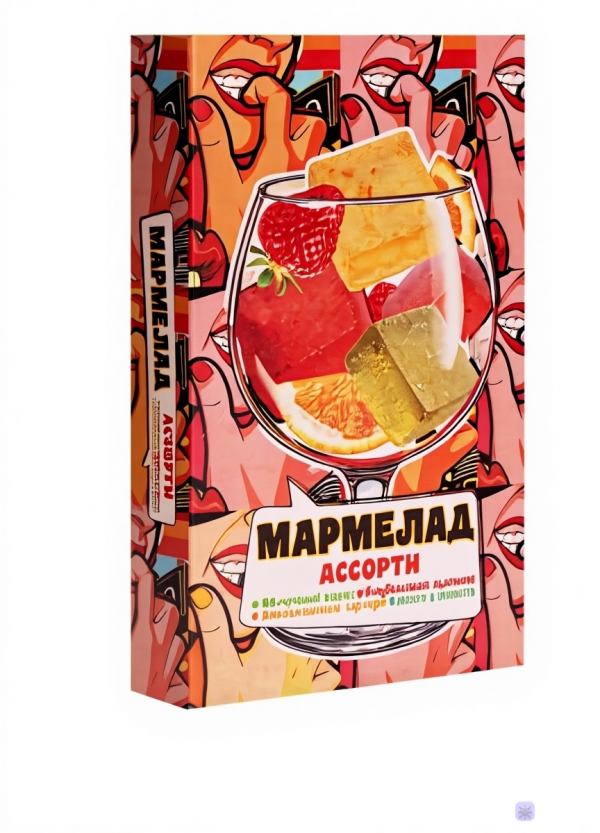 №2 Мармелад АлкоАссорти(яблочный виски, клубничный просекко, апельсиновый вермут, лайм текила) 110г в Мурманске